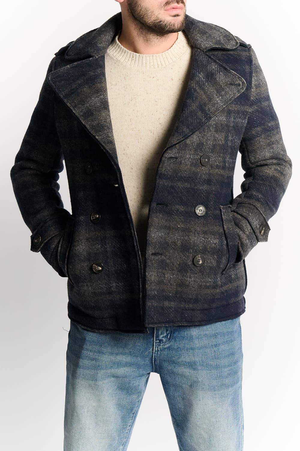 Men's Mixed Wool Double Breasted Coat