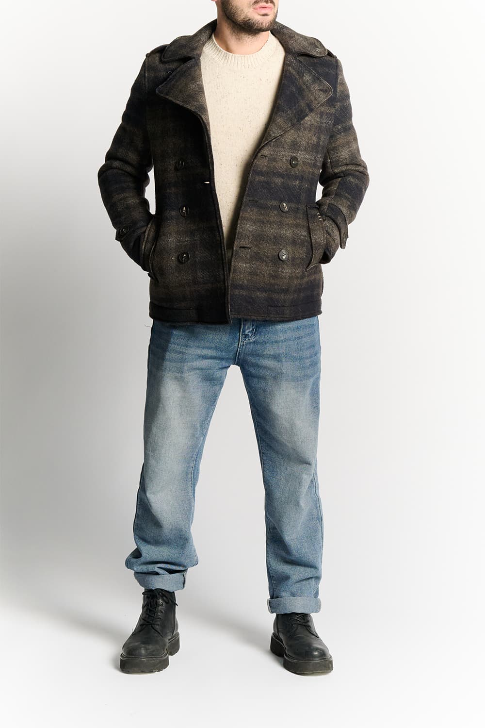 Men's Mixed Wool Double Breasted Coat