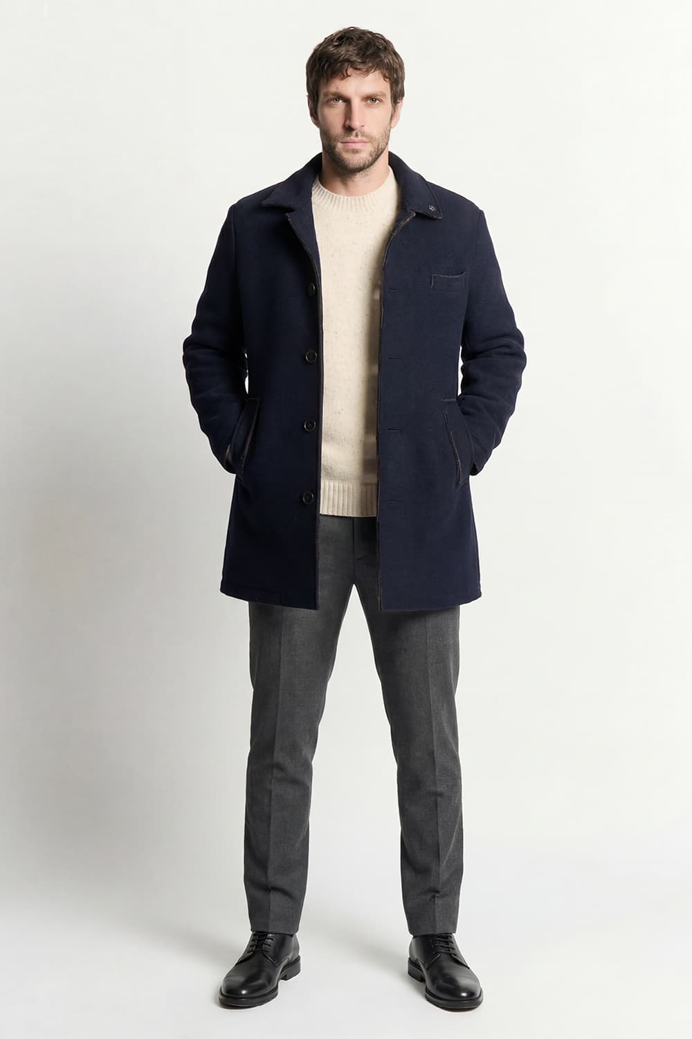 Men's Mixed Wool Double Breasted Coat