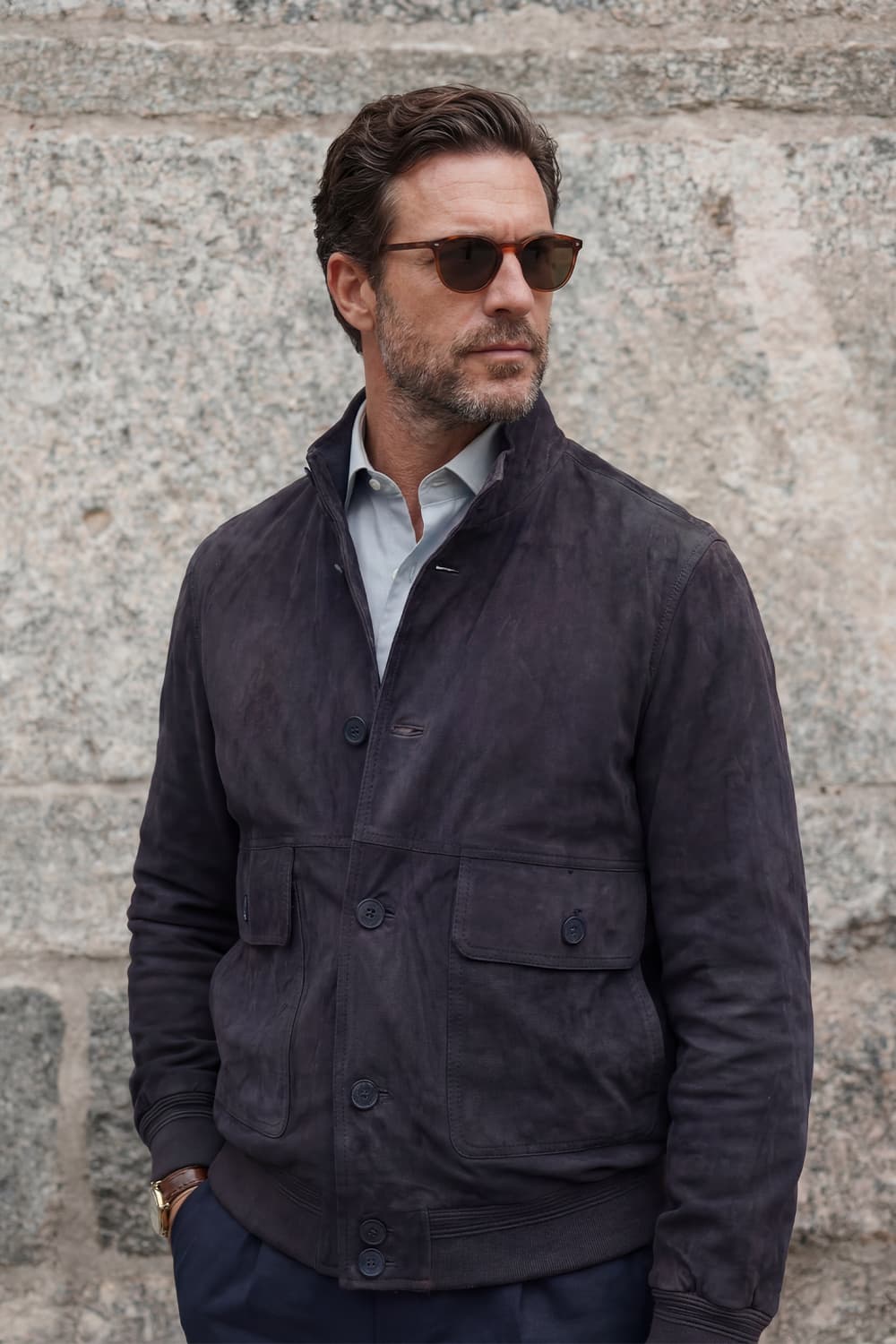 Aldo Polo Camoscio giacca uomo 100% vera pelle Made in Italy - Barone Firenze