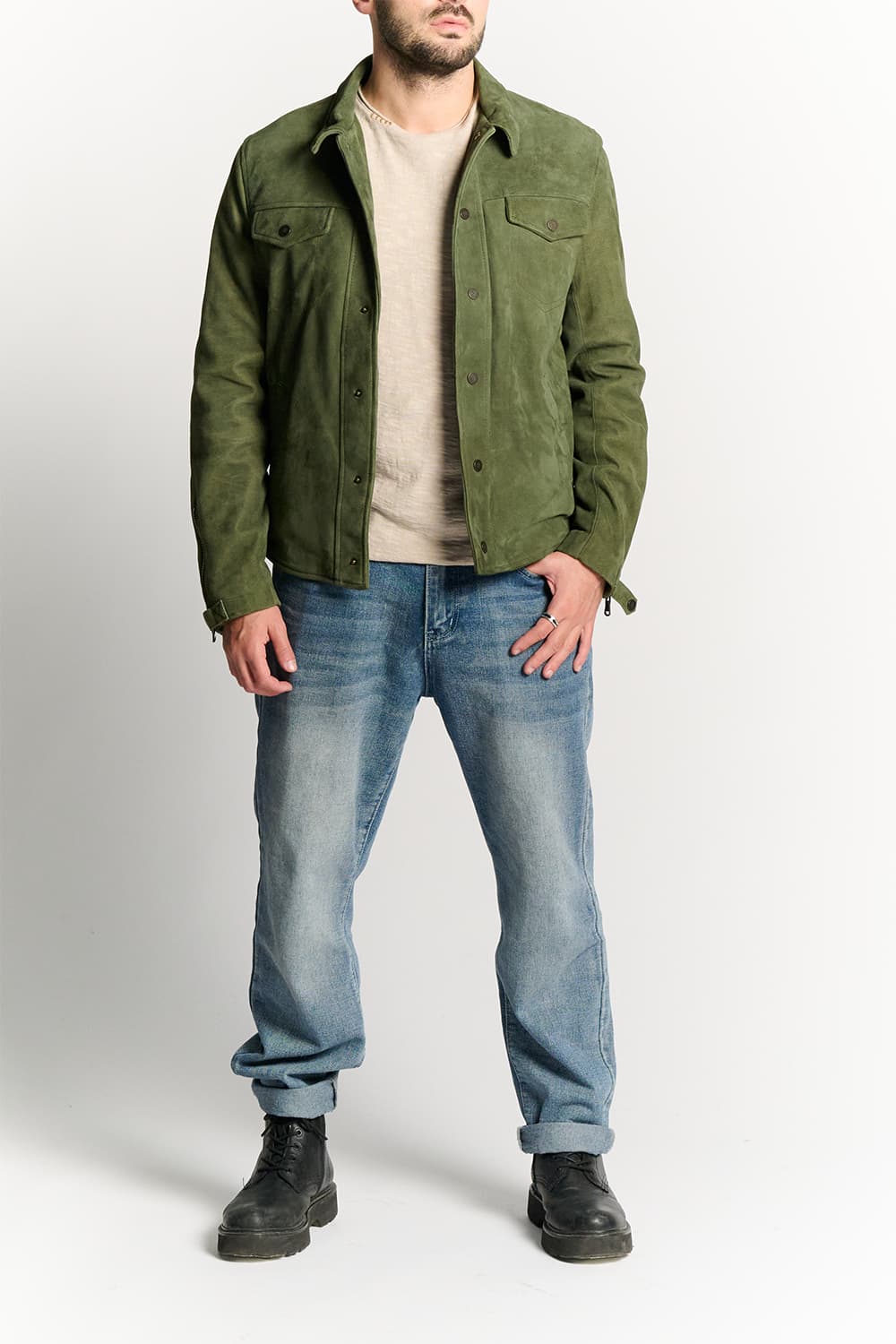 Ale camoscio verde 100% vera pelle Made in Italy - Barone Firenze