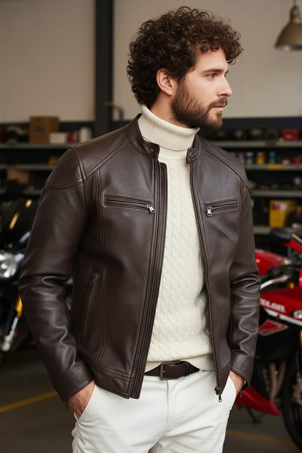 Elton Gold Nappa men's black leather jacket Barone Firenze