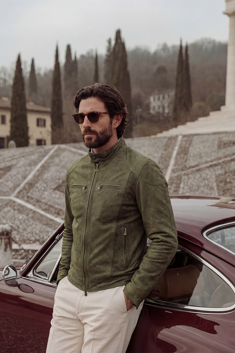 Elton Oleato Verde Giacca Uomo in vera pelle 100% Made in Italy - Barone Firenze