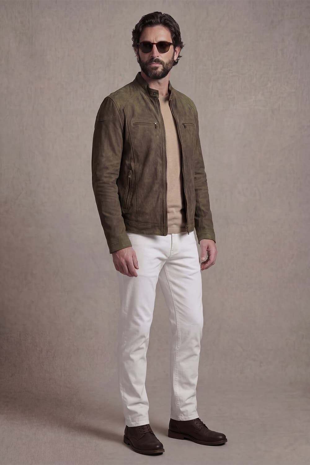 Elton Oleato Verde Giacca Uomo in vera pelle 100% Made in Italy - Barone Firenze