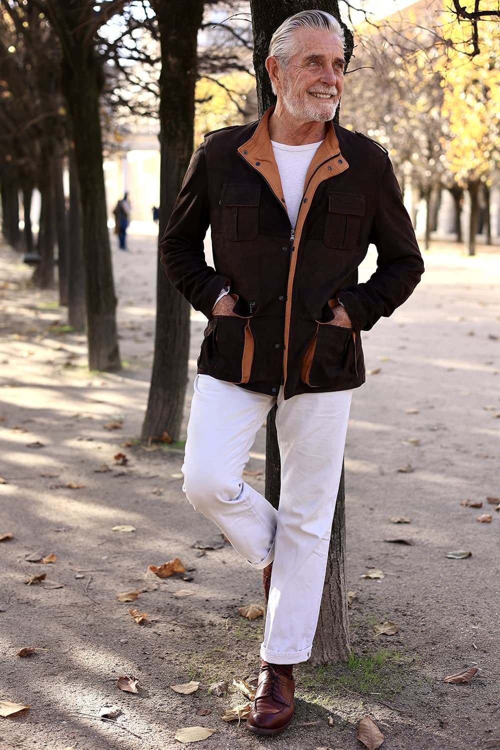 Francesco Oleato Sahariana Testa di Moro giacca uomo 100% vera pelle Made in Italy - Barone Firenze