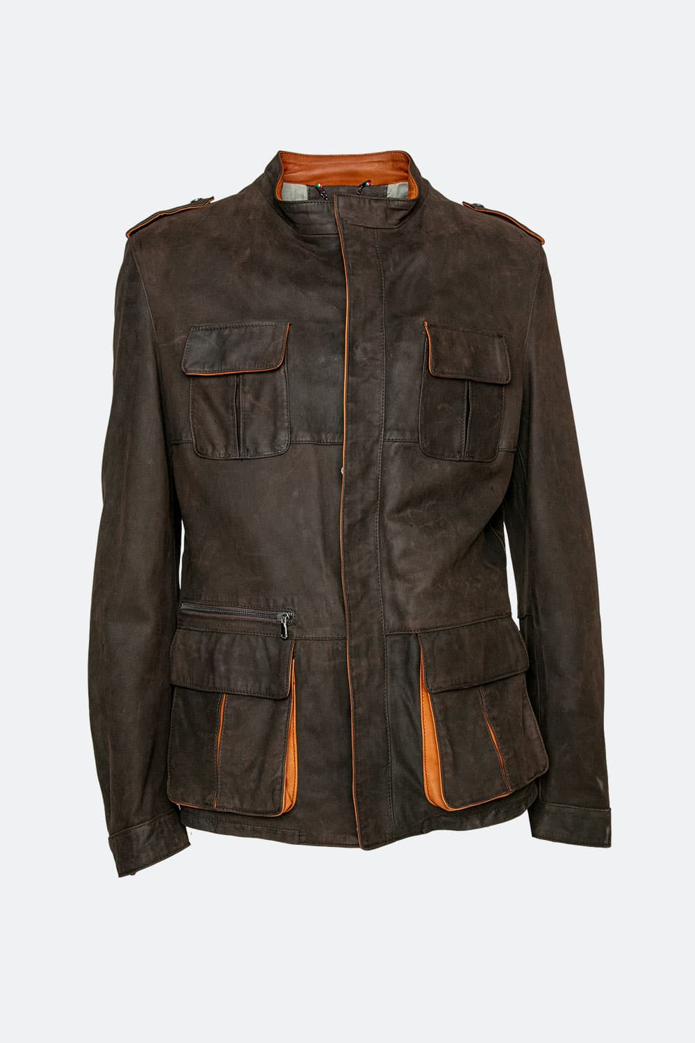 Francesco Oleato Sahariana Testa di Moro giacca uomo 100% vera pelle Made in Italy - Barone Firenze