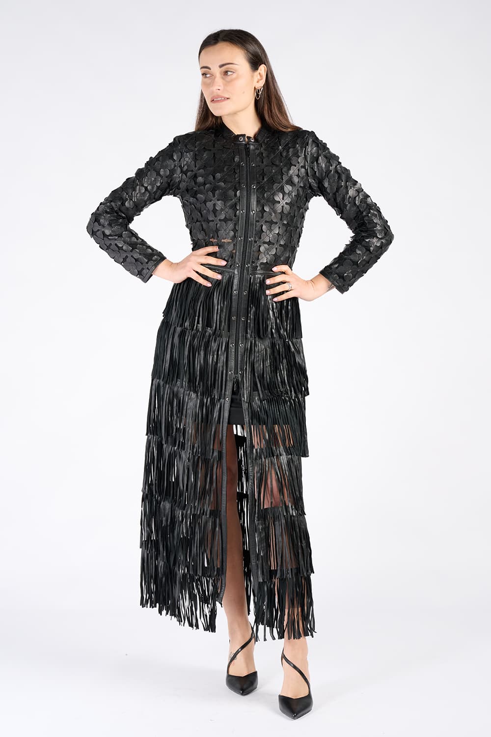 Lange Blätterjacke mit Reißverschluss donna Barone firenze - 1