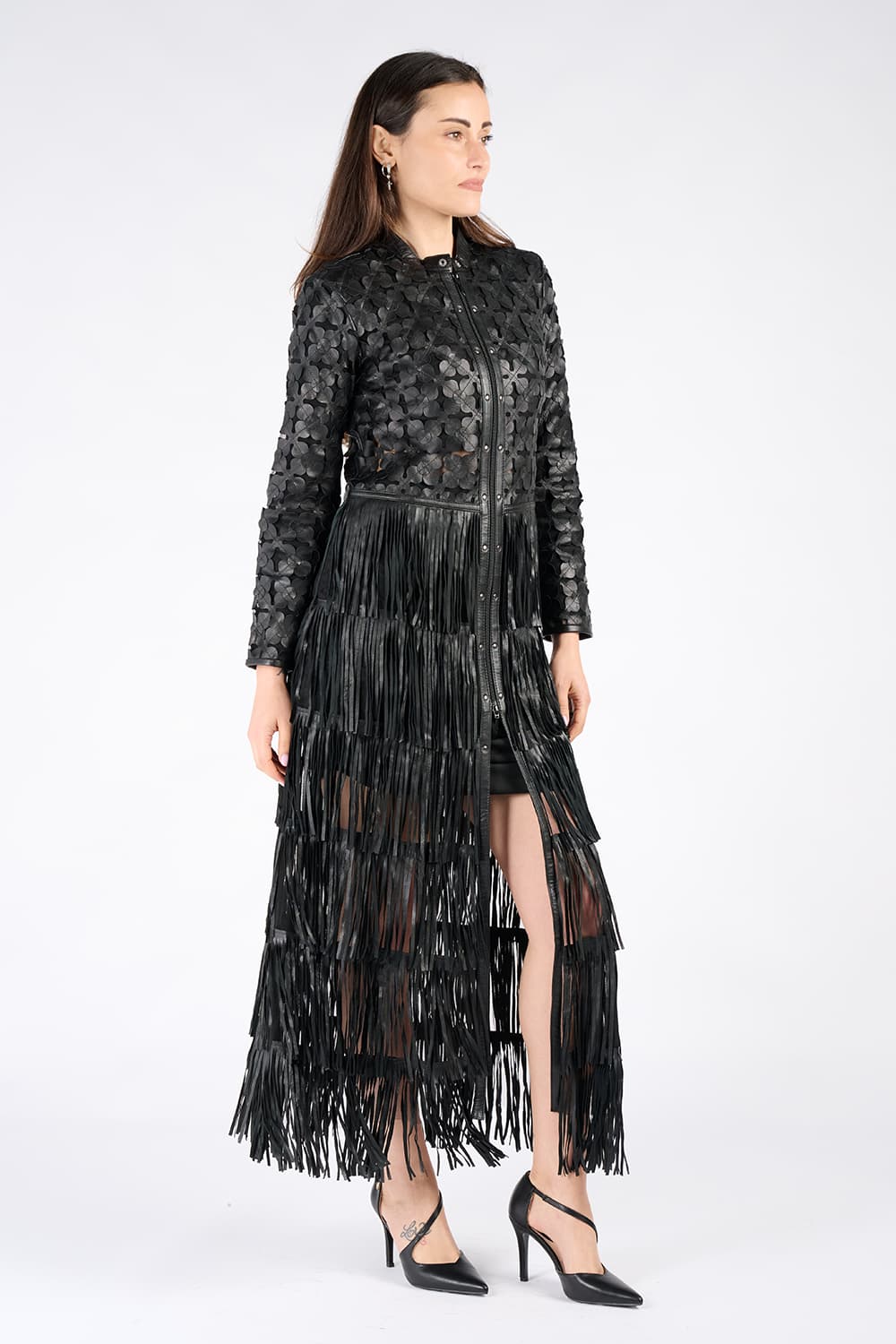 Lange Blätterjacke mit Reißverschluss donna Barone firenze - 3