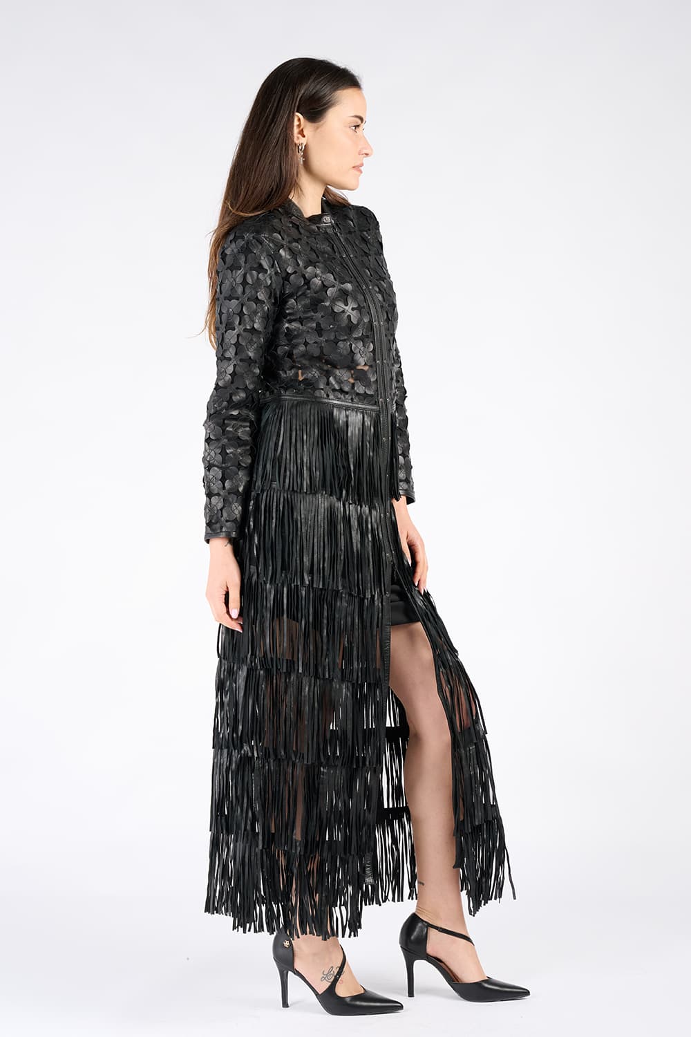 Lange Blätterjacke mit Reißverschluss donna Barone firenze - 4