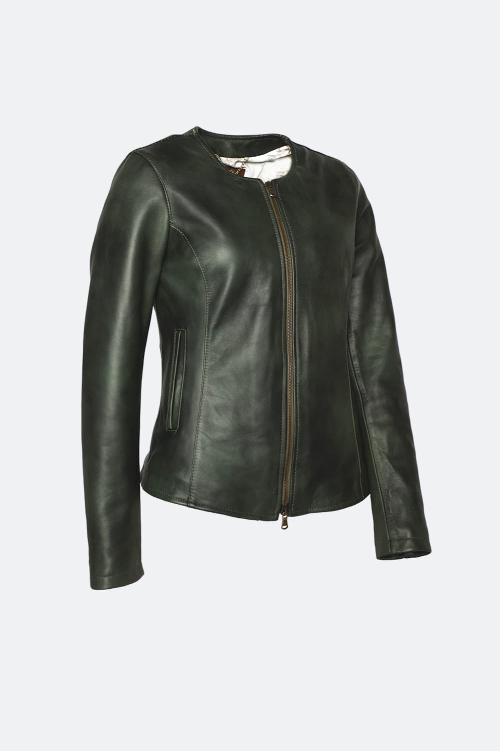 Irene Lungo Verde Giacca 100% vera pelle Made in Italy - Barone Firenze