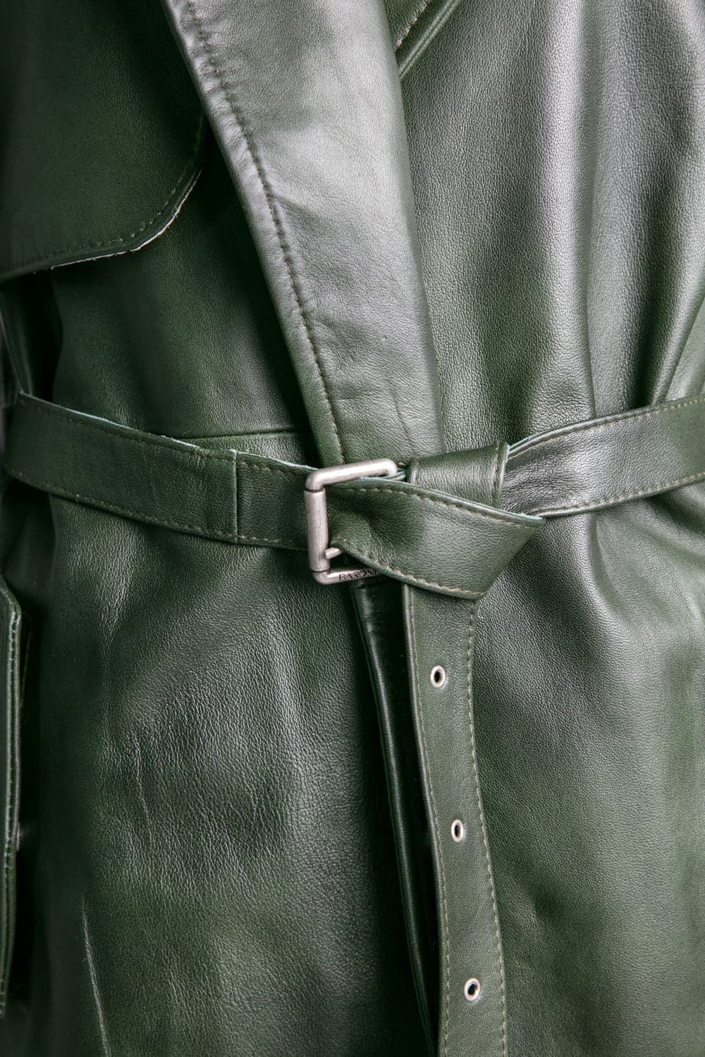 Trench donna Verde 100% vera pelle Made in Italy - Barone Firenze