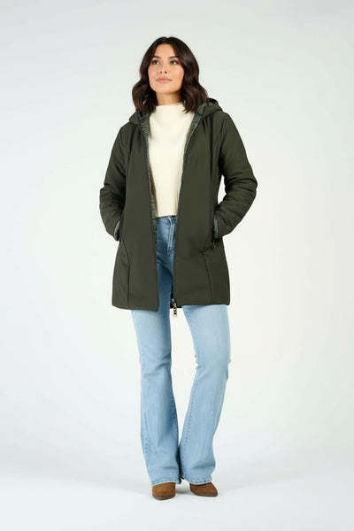 Women's Long Green Thermal Down Jacket