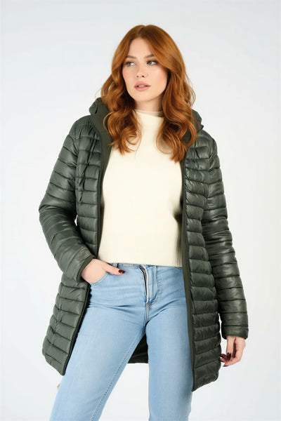 Women's Long Green Thermal Down Jacket