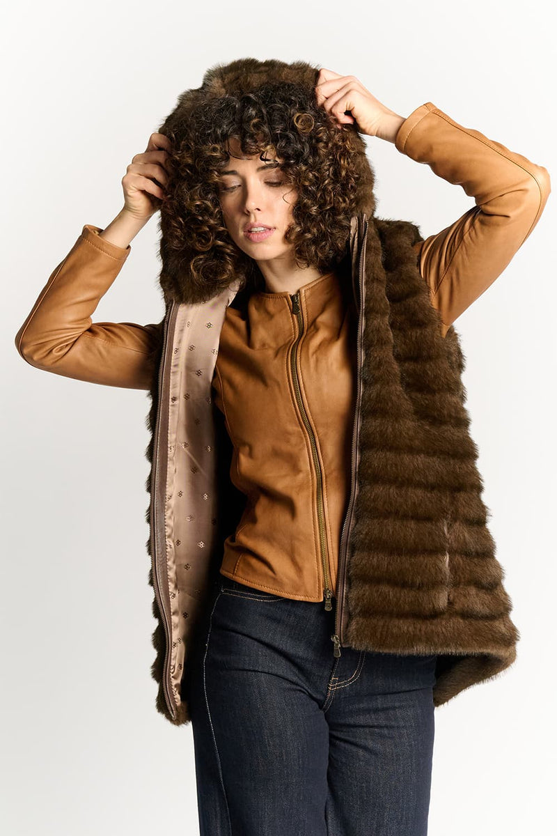 Cortina Dark Brown Vest woman Barone firenze - 3
