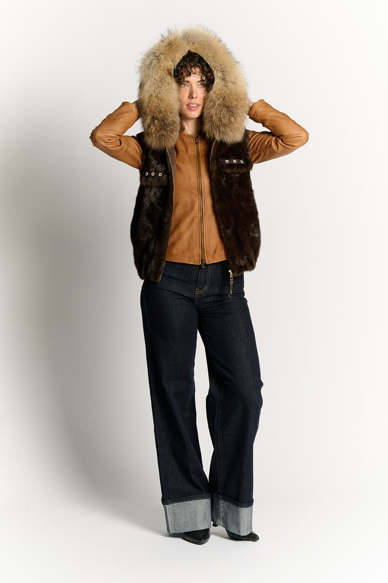 Valentina Chocolate Vest woman Barone firenze - 2