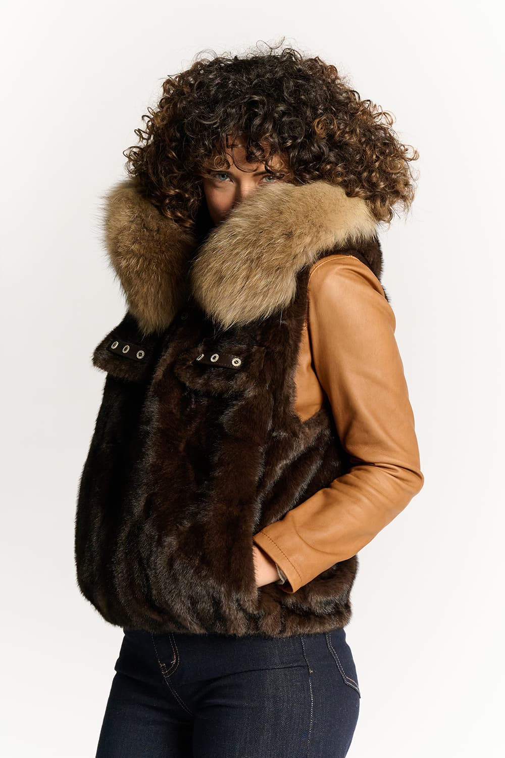 Valentina Chocolate Vest woman Barone firenze - 3