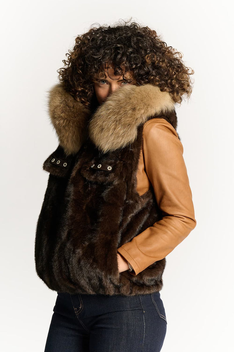 Valentina Chocolate Vest woman Barone firenze - 3