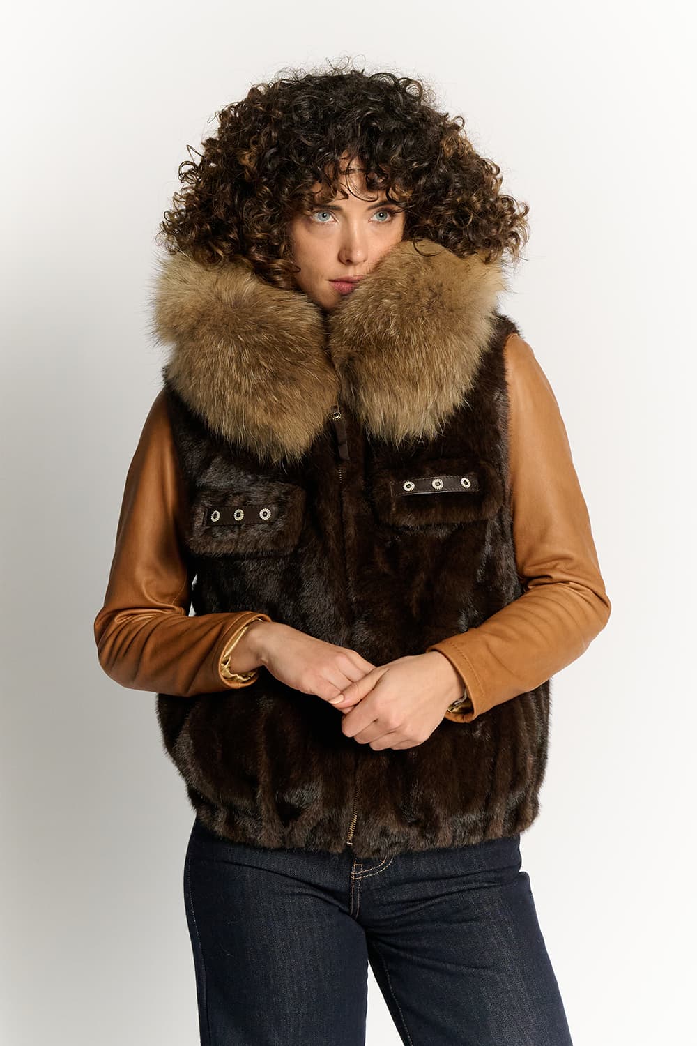 Valentina Chocolate Vest woman Barone firenze - 1