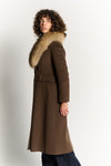 Chocolate Coat with Fur Collar woman Barone firenze - 3
