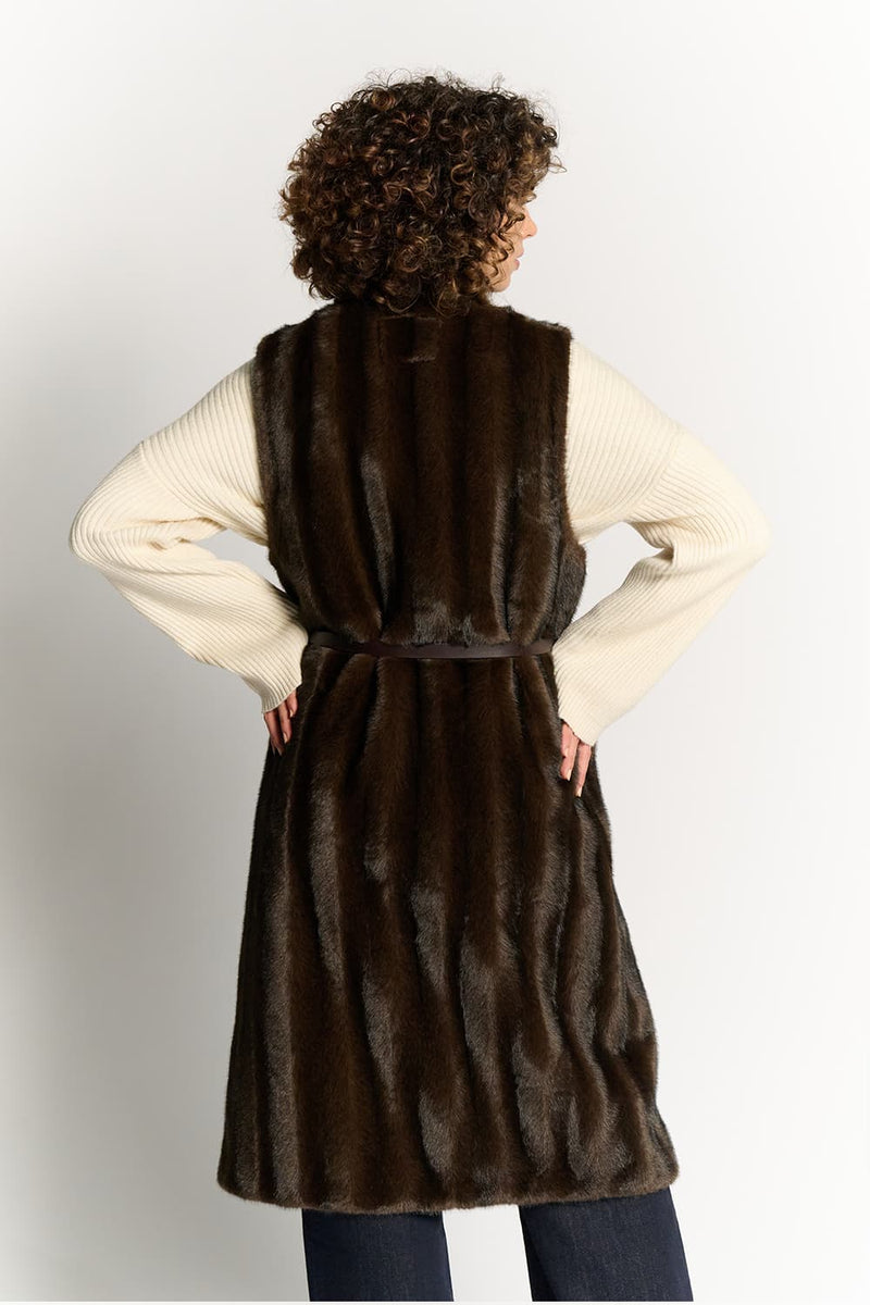 Celeste Long Chocolate Vest woman Barone firenze - 3