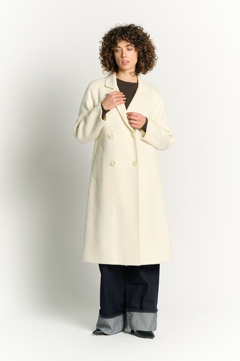 Cream Double-Breasted Alpaca Coat woman Barone firenze - 1