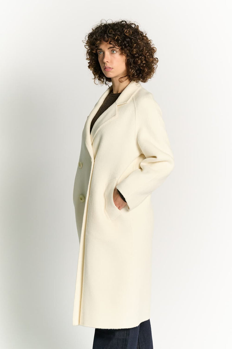Cream Double-Breasted Alpaca Coat woman Barone firenze - 3