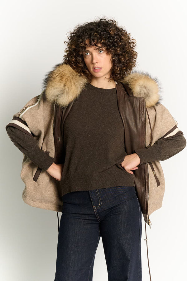 Marta Hazelnut Poncho donna Barone firenze