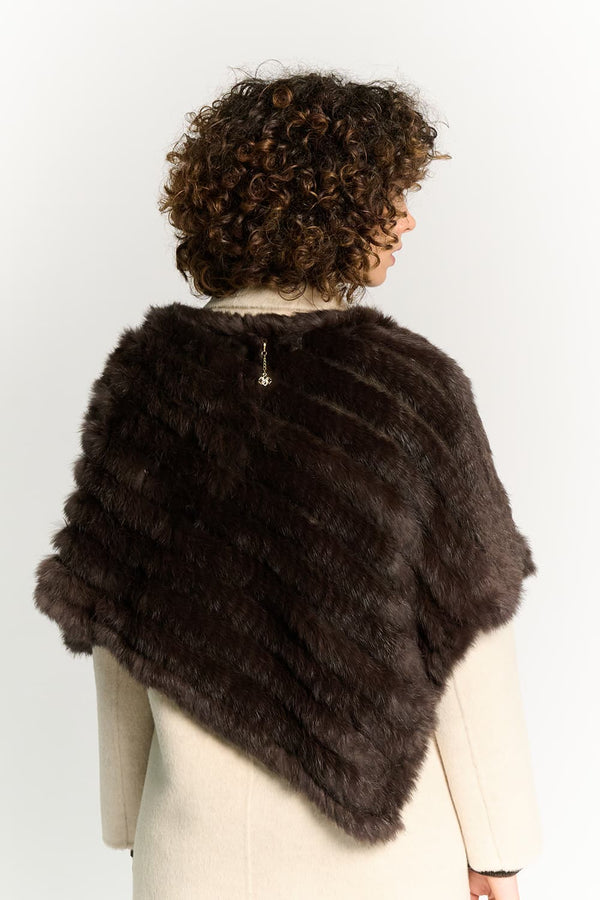 Chocolate Lapin Fur Cape woman Barone firenze