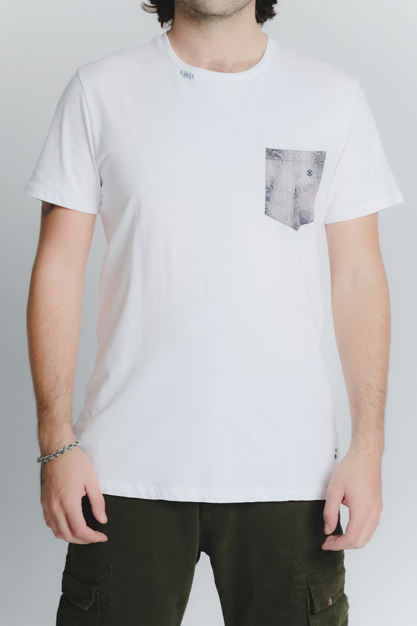 T-Shirt Uomo Taschino Bianco man Barone firenze