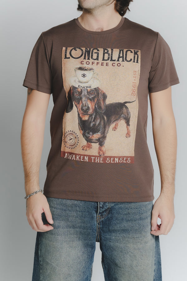 T-Shirt Uomo Stampa Bassotto Cioccolato man Barone firenze