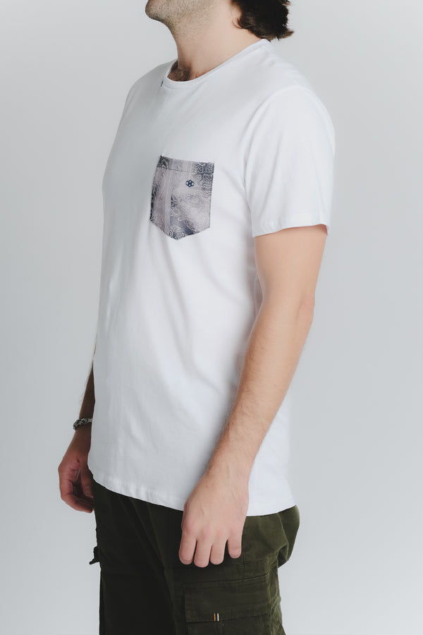 T-Shirt Uomo Taschino Bianco man Barone firenze