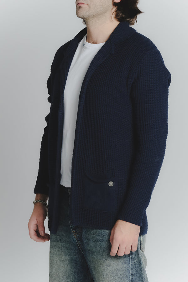 Cardigan Misto Lana Blu da Uomo man Barone firenze
