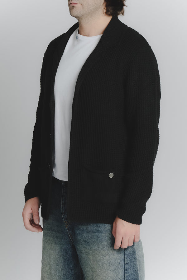 Cardigan Misto Lana Nero da Uomo man Barone firenze