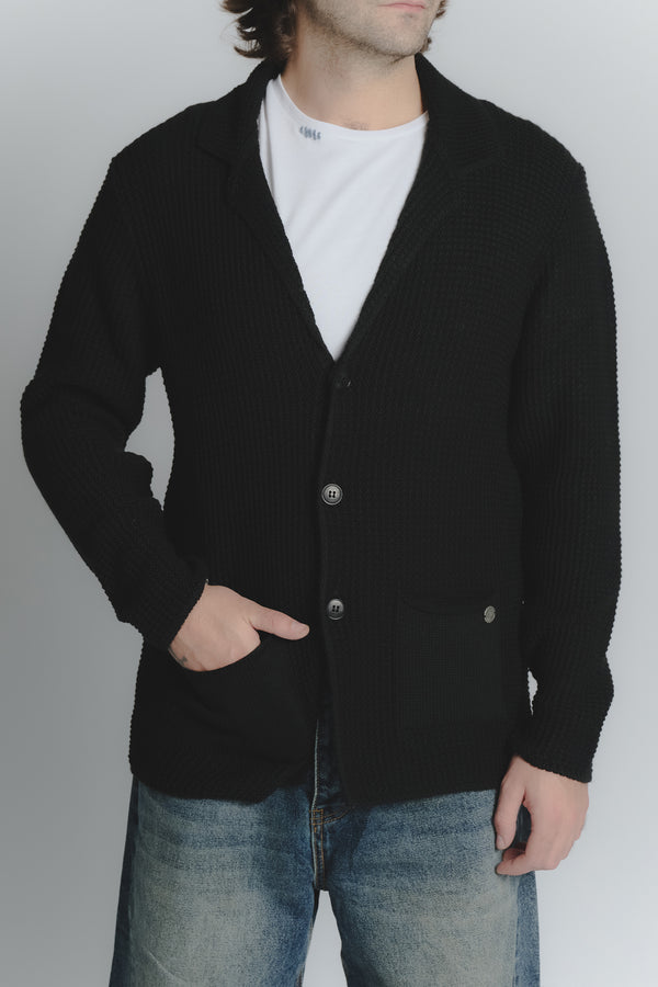 Cardigan Misto Lana Nero da Uomo man Barone firenze