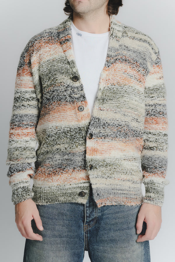 Cardigan Mélange Militare Ruggine da Uomo man Barone firenze