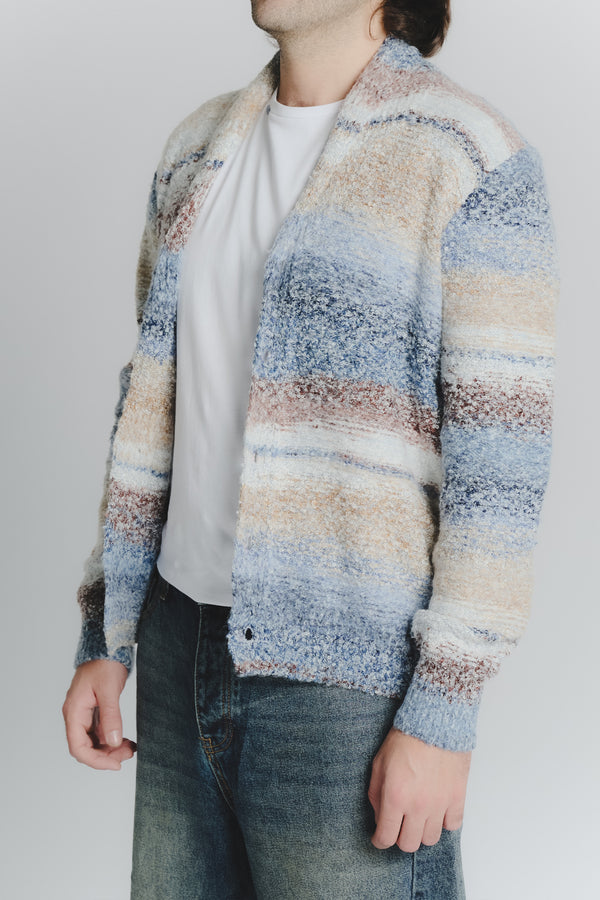 Cardigan Mélange Beige Denim da Uomo man Barone firenze