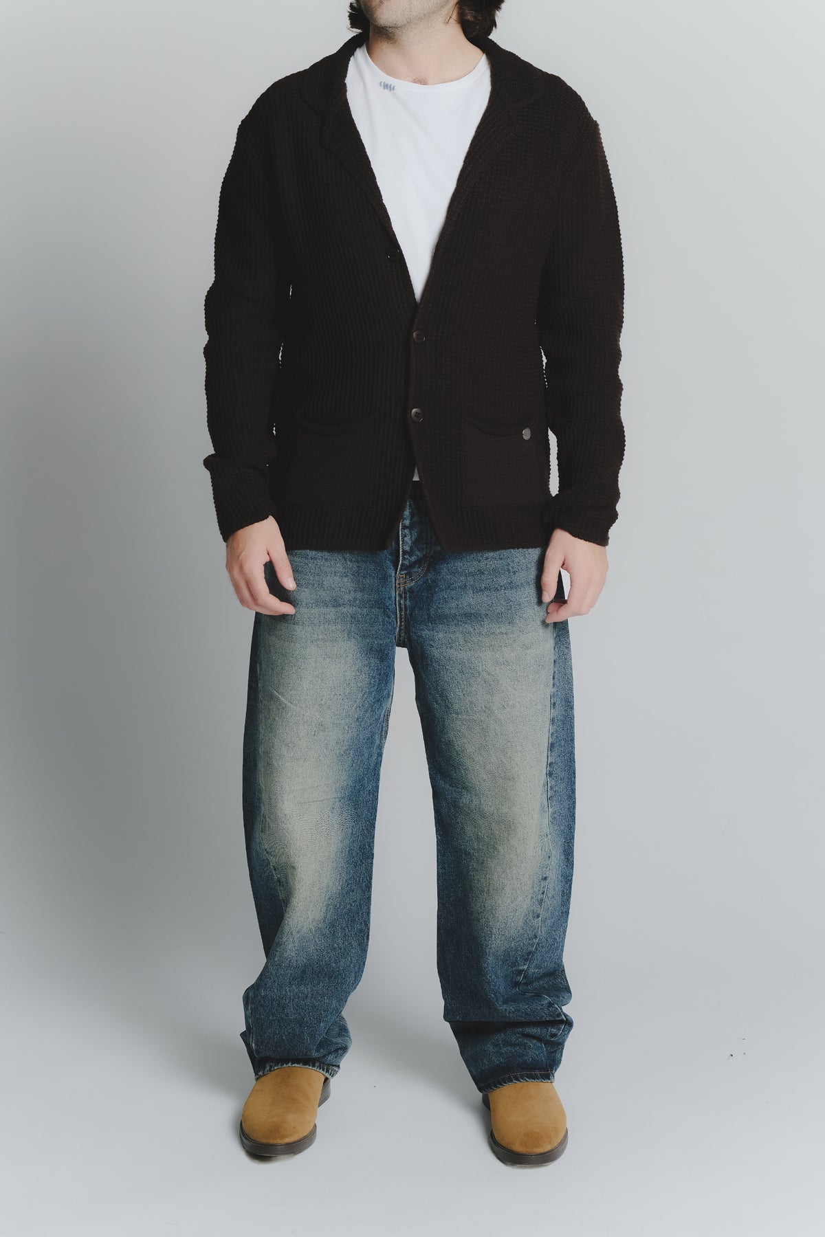 Cardigan Misto Lana Testa di Moro da Uomo man Barone firenze - 2
