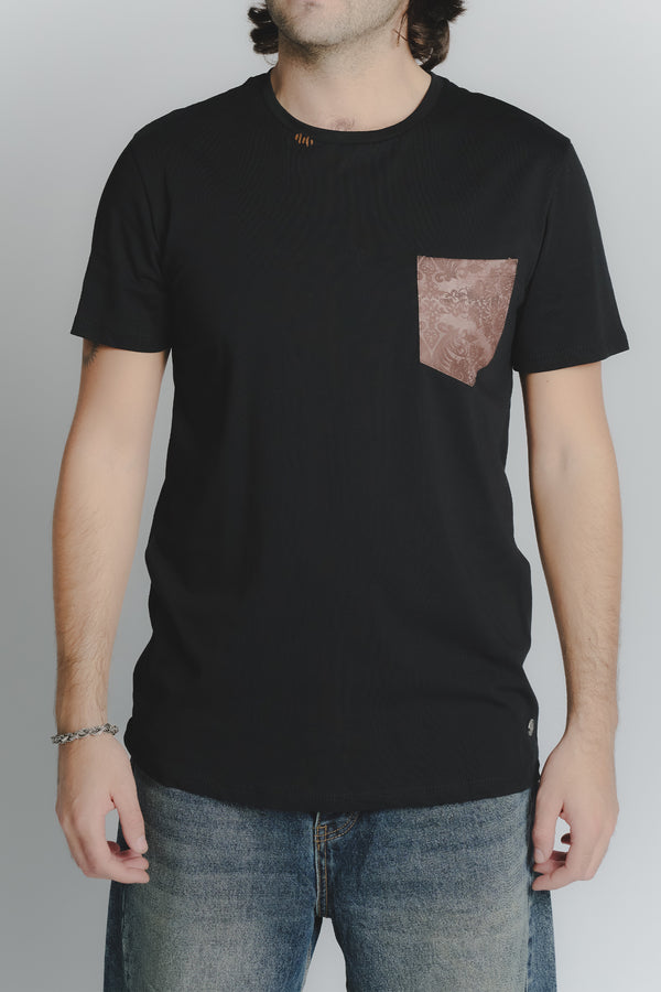 T-Shirt Uomo Taschino Nero man Barone firenze