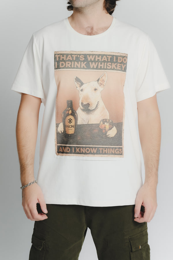 T-Shirt Uomo Stampa Bull Terrier Bianco man Barone firenze