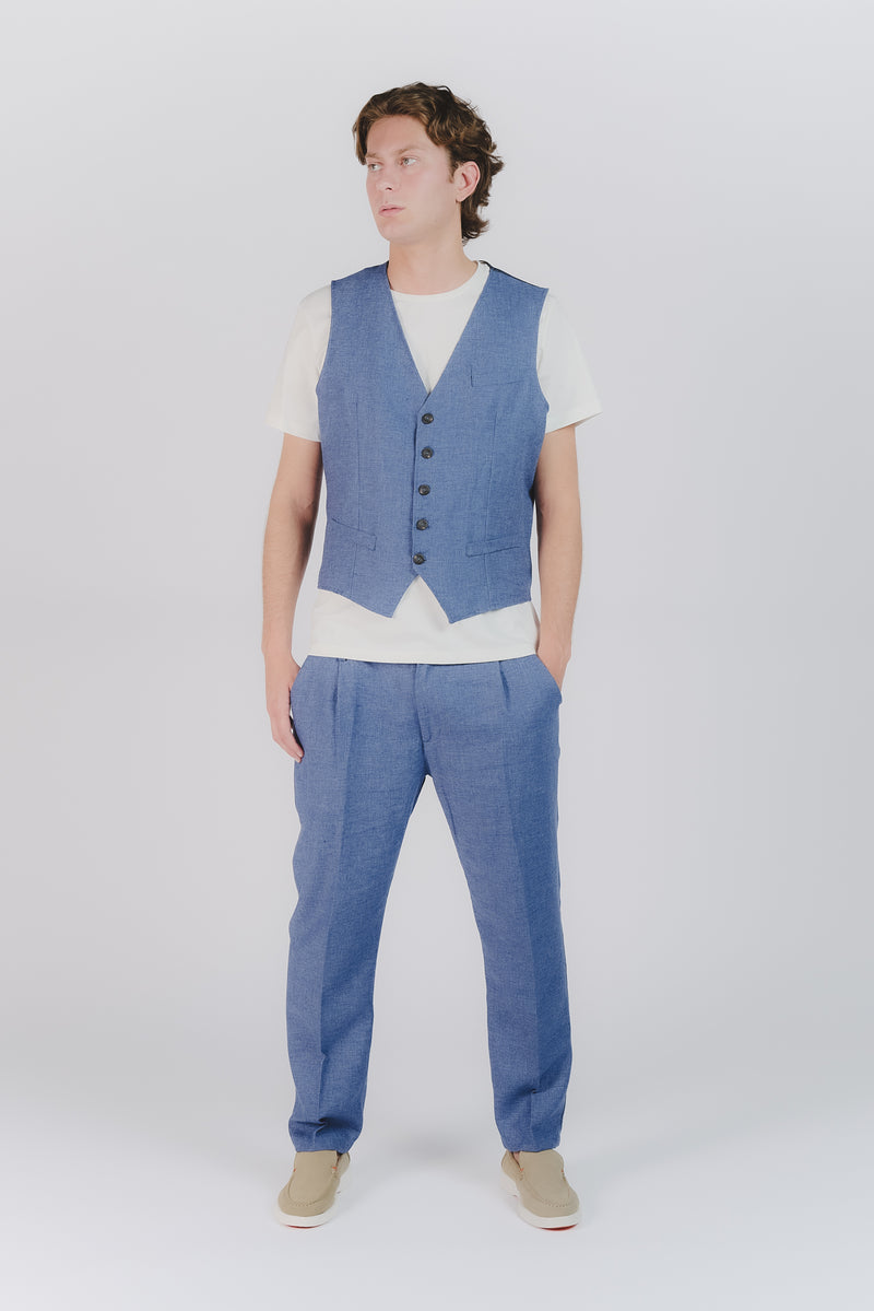 Pantaloni Eleganti Melange Bluette man Barone firenze - 2