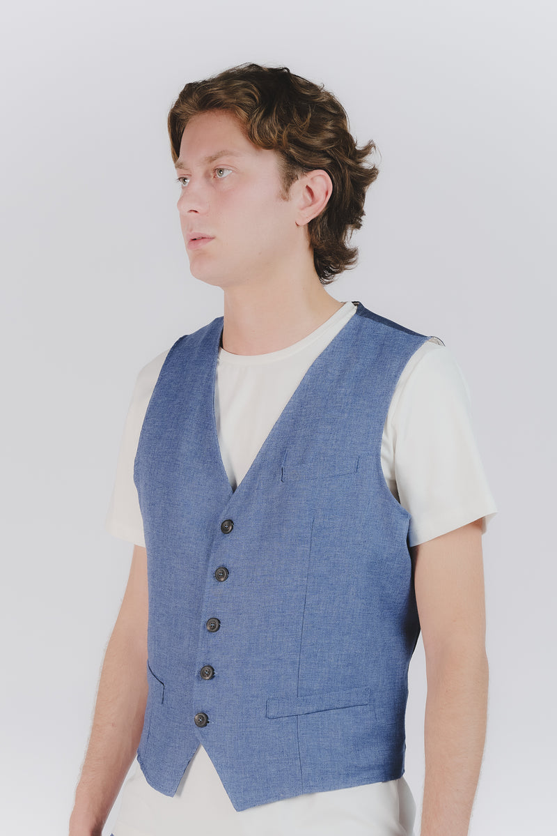 Gilet Uomo Melange Bluette man Barone firenze - 1