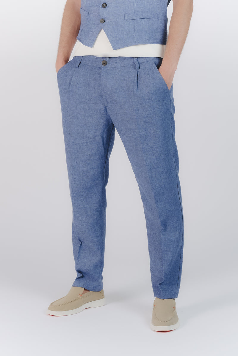 Pantaloni Eleganti Melange Bluette man Barone firenze - 1