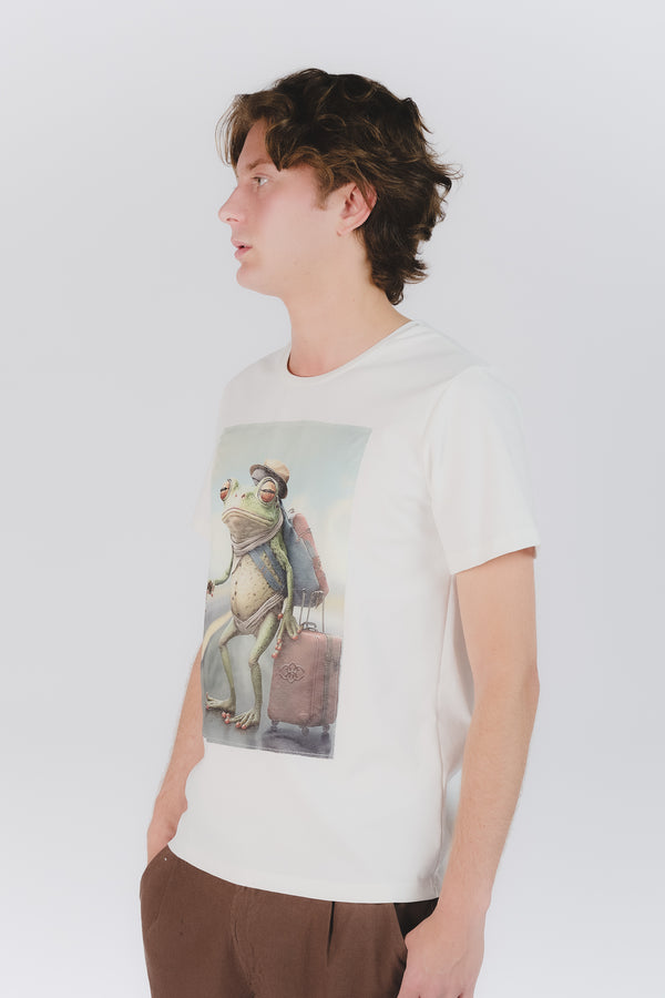 Herren T-Shirt mit Froschdruck man Barone firenze
