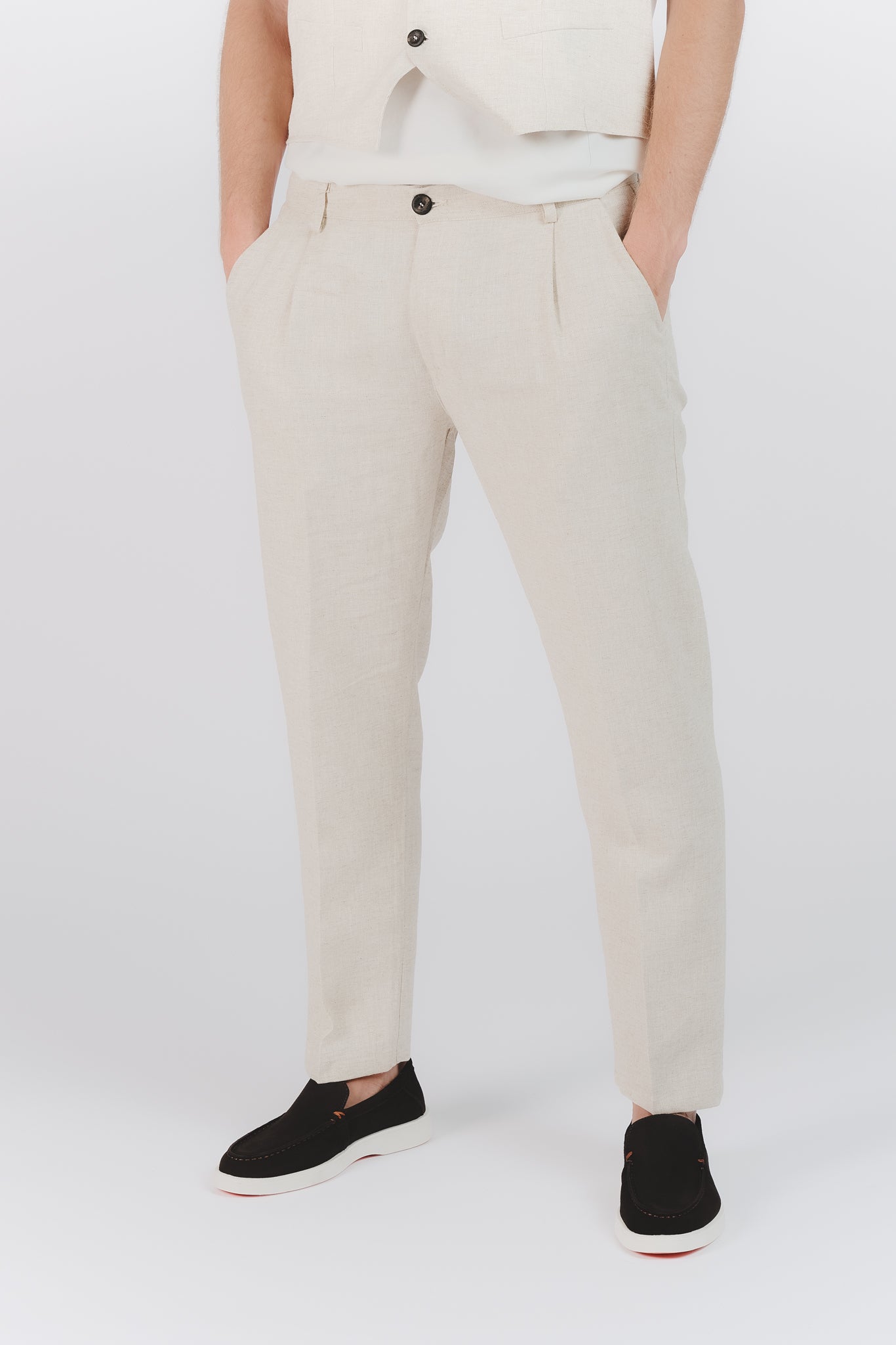 Pantaloni Eleganti Melange Beige man Barone firenze - 1