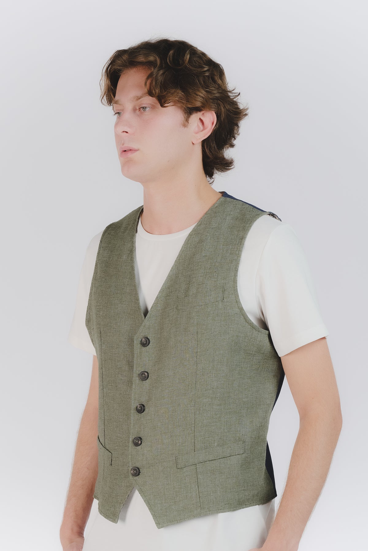 Gilet Uomo Melange Verde man Barone firenze - 4