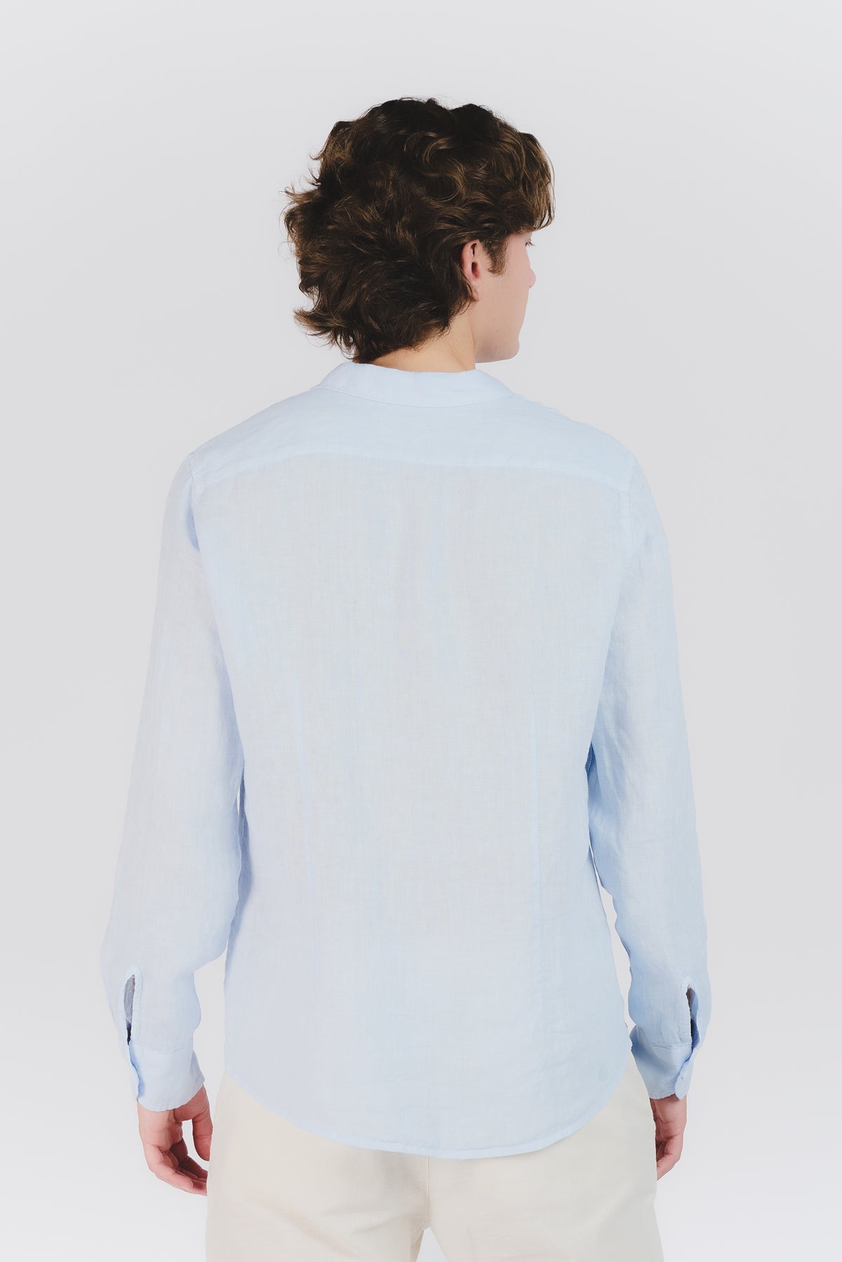 Camicia Uomo Lino Celeste man Barone firenze - 3