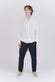 Pantaloni Lino con Bottone Blu man Barone firenze - 2