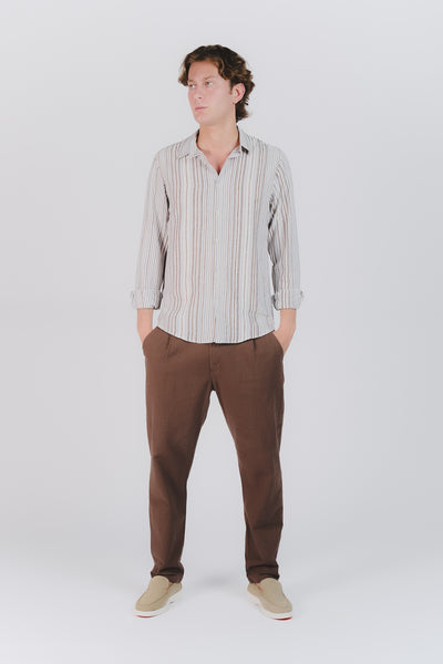 Chemise Homme en Lin Rayée