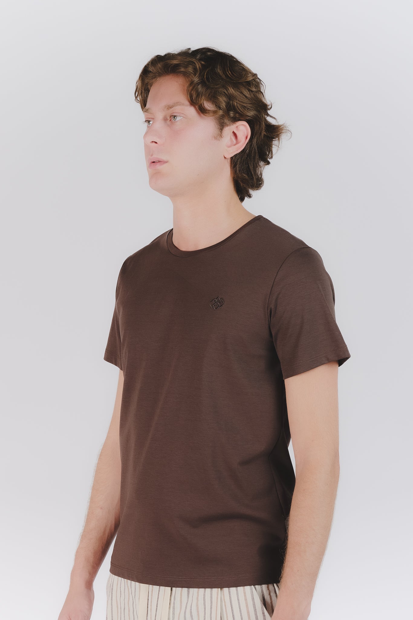 T-shirt Barone Ricamo Fronte Cioccolato man Barone firenze - 1