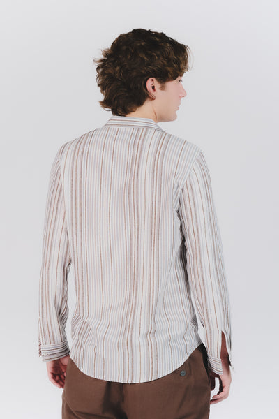 Chemise Homme en Lin Rayée